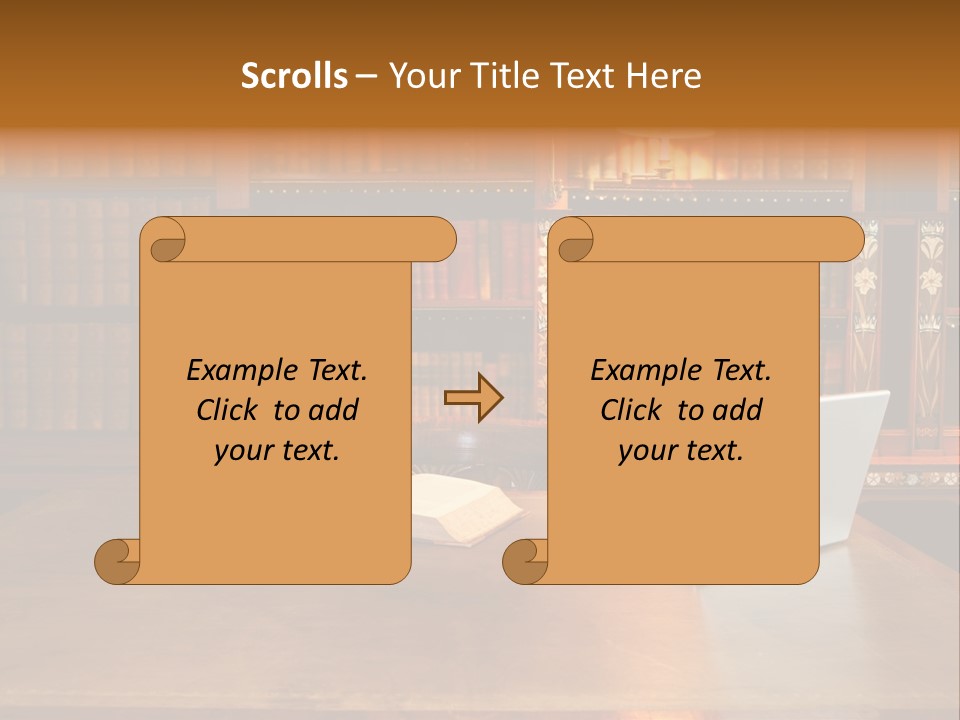 A Laptop Computer Sitting On Top Of A Wooden Desk PowerPoint Template
