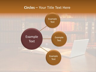 A Laptop Computer Sitting On Top Of A Wooden Desk PowerPoint Template