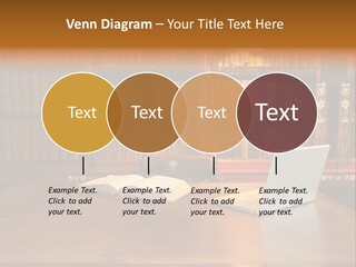 A Laptop Computer Sitting On Top Of A Wooden Desk PowerPoint Template