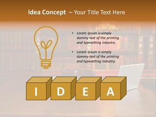 A Laptop Computer Sitting On Top Of A Wooden Desk PowerPoint Template