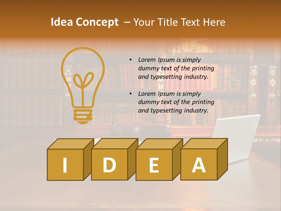 A Laptop Computer Sitting On Top Of A Wooden Desk PowerPoint Template