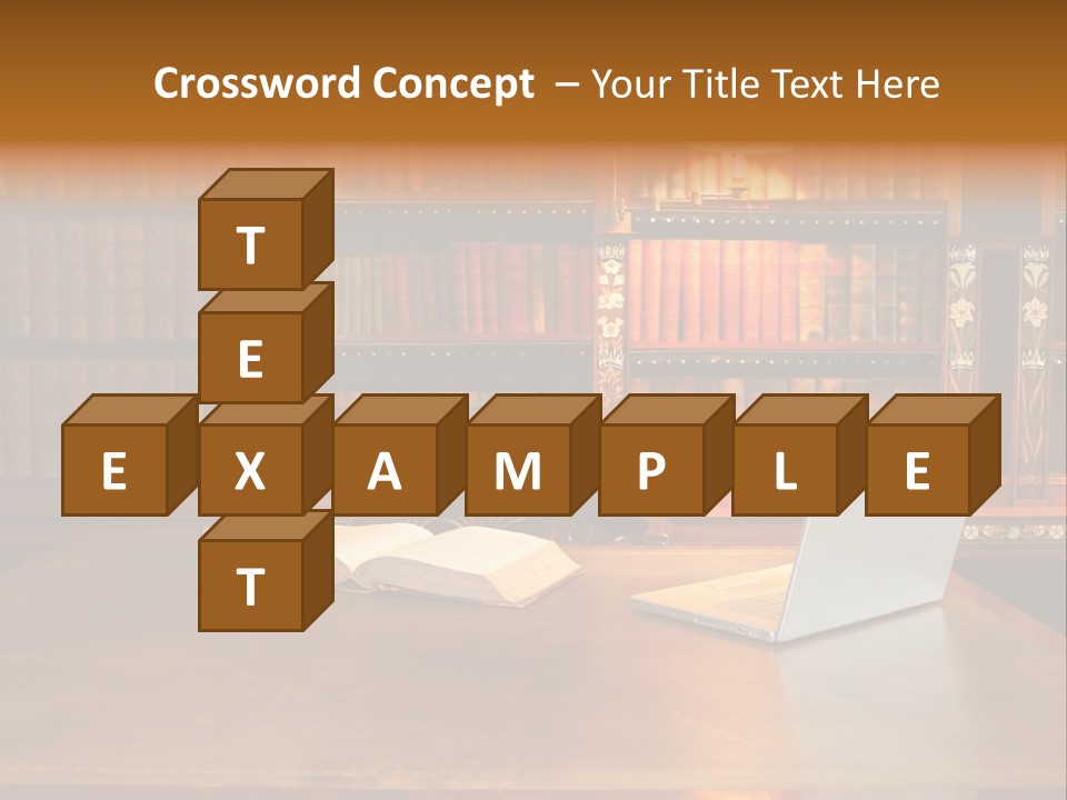 A Laptop Computer Sitting On Top Of A Wooden Desk PowerPoint Template