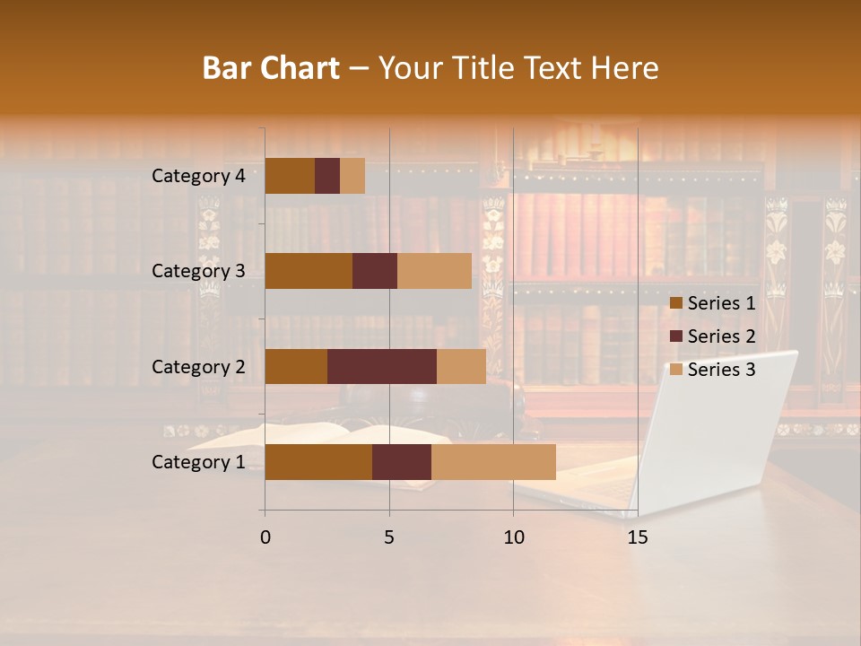 A Laptop Computer Sitting On Top Of A Wooden Desk PowerPoint Template