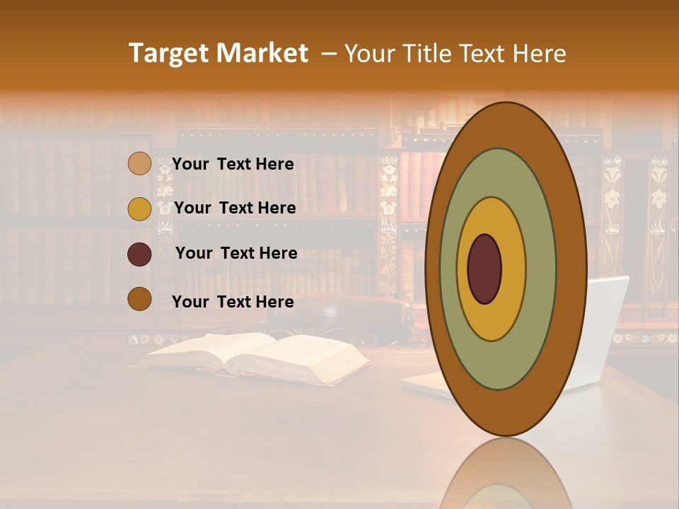 A Laptop Computer Sitting On Top Of A Wooden Desk PowerPoint Template