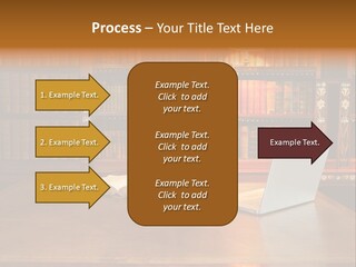 A Laptop Computer Sitting On Top Of A Wooden Desk PowerPoint Template