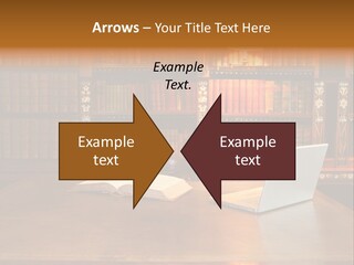 A Laptop Computer Sitting On Top Of A Wooden Desk PowerPoint Template