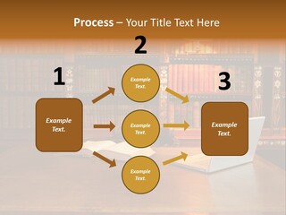 A Laptop Computer Sitting On Top Of A Wooden Desk PowerPoint Template