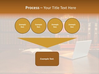 A Laptop Computer Sitting On Top Of A Wooden Desk PowerPoint Template