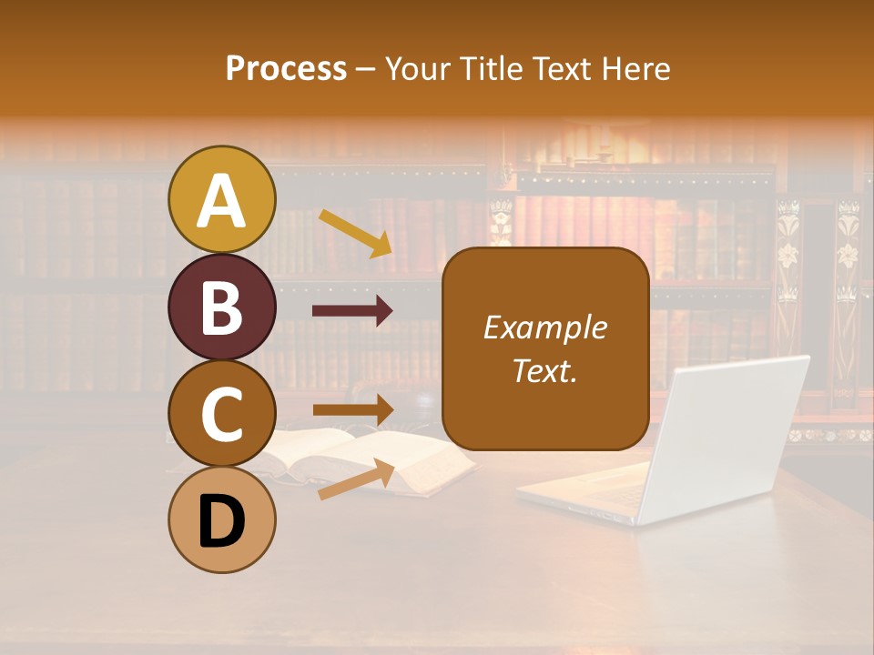 A Laptop Computer Sitting On Top Of A Wooden Desk PowerPoint Template