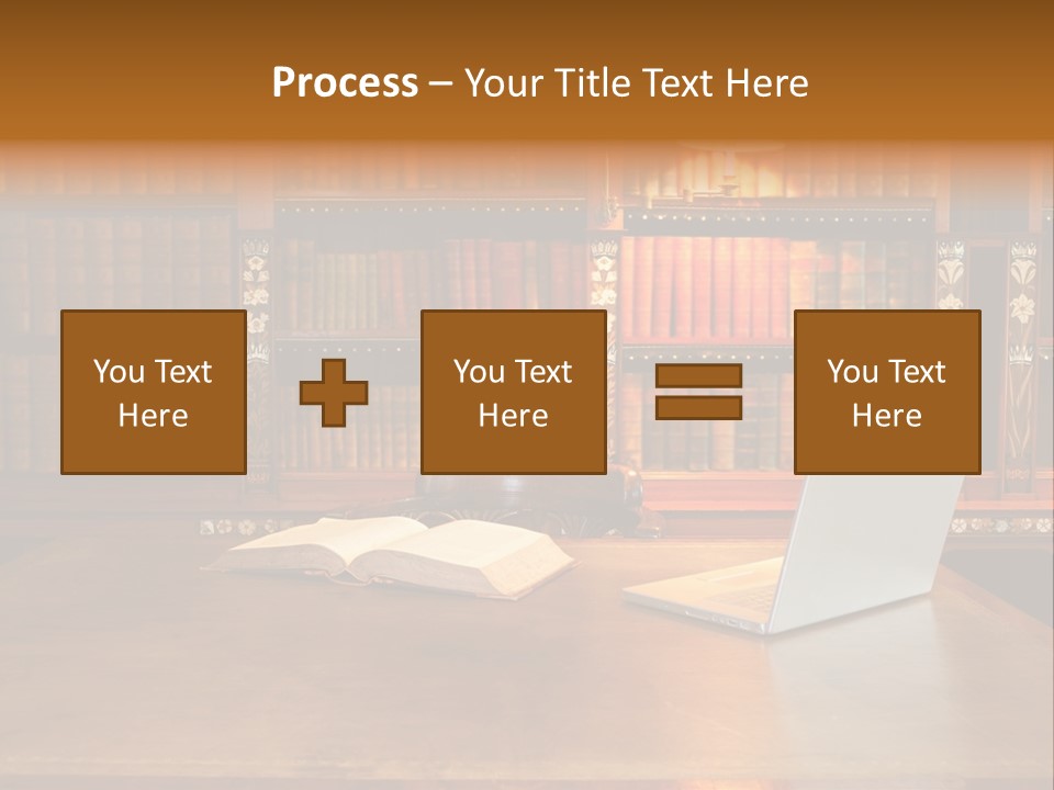 A Laptop Computer Sitting On Top Of A Wooden Desk PowerPoint Template