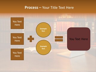 A Laptop Computer Sitting On Top Of A Wooden Desk PowerPoint Template
