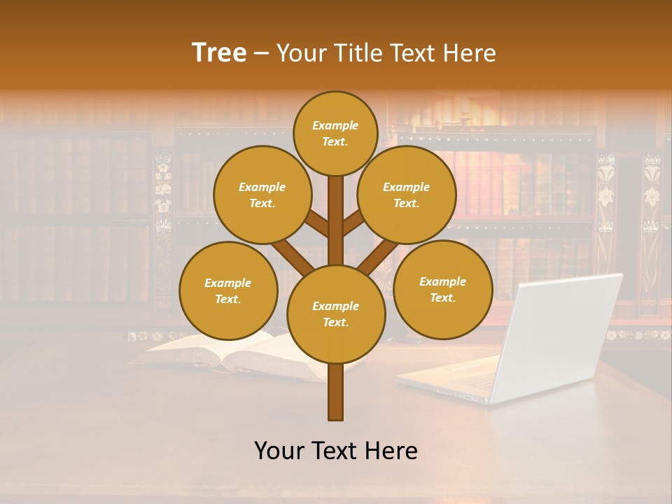 A Laptop Computer Sitting On Top Of A Wooden Desk PowerPoint Template