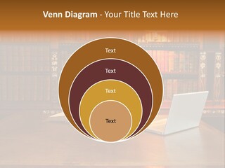 A Laptop Computer Sitting On Top Of A Wooden Desk PowerPoint Template