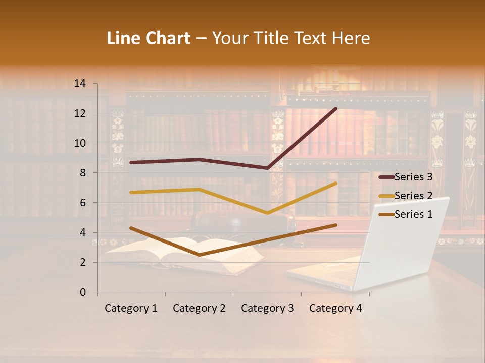 A Laptop Computer Sitting On Top Of A Wooden Desk PowerPoint Template