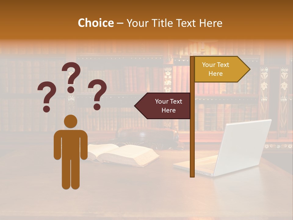 A Laptop Computer Sitting On Top Of A Wooden Desk PowerPoint Template