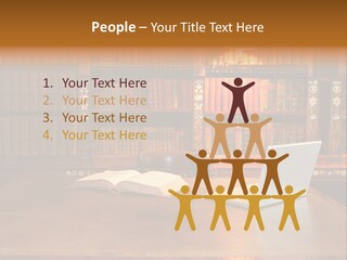 A Laptop Computer Sitting On Top Of A Wooden Desk PowerPoint Template