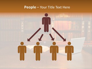 A Laptop Computer Sitting On Top Of A Wooden Desk PowerPoint Template