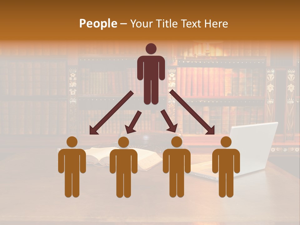 A Laptop Computer Sitting On Top Of A Wooden Desk PowerPoint Template