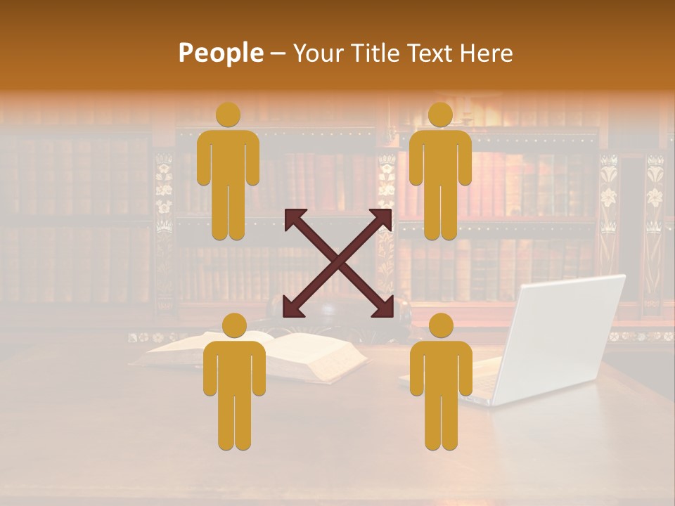 A Laptop Computer Sitting On Top Of A Wooden Desk PowerPoint Template