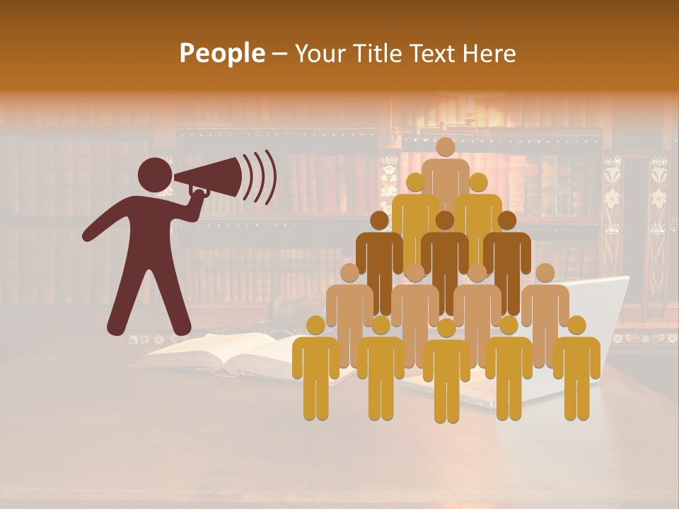 A Laptop Computer Sitting On Top Of A Wooden Desk PowerPoint Template