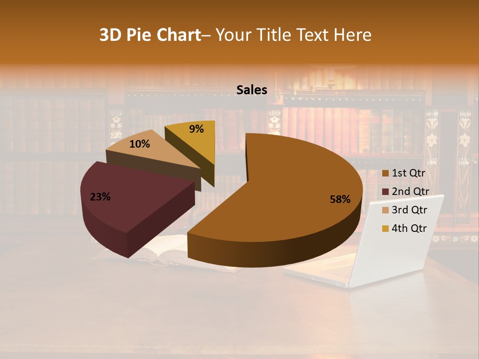 A Laptop Computer Sitting On Top Of A Wooden Desk PowerPoint Template