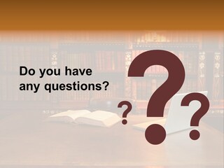 A Laptop Computer Sitting On Top Of A Wooden Desk PowerPoint Template