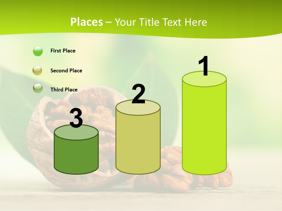 Walnuts And Leaves On A Table With A Green Background PowerPoint Template