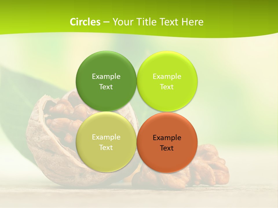 Walnuts And Leaves On A Table With A Green Background PowerPoint Template
