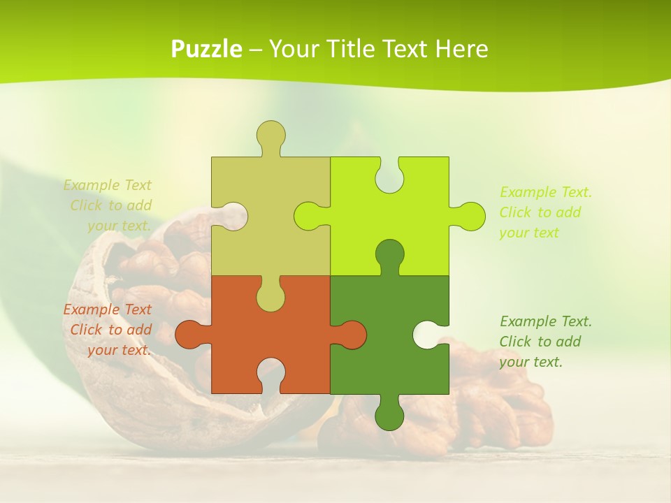 Walnuts And Leaves On A Table With A Green Background PowerPoint Template