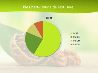 Walnuts And Leaves On A Table With A Green Background PowerPoint Template