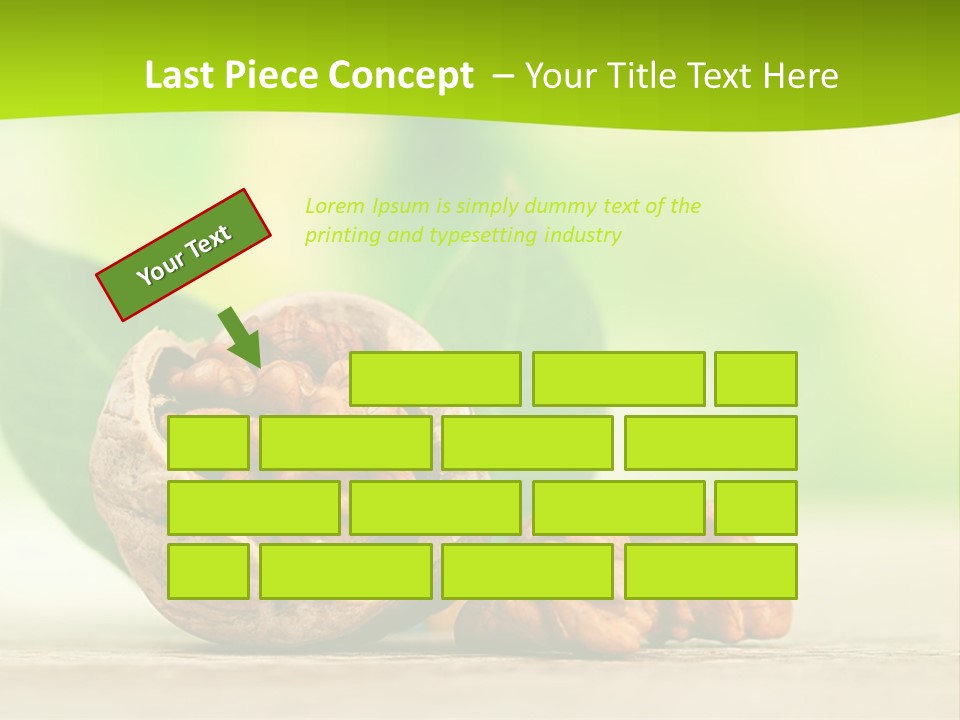 Walnuts And Leaves On A Table With A Green Background PowerPoint Template