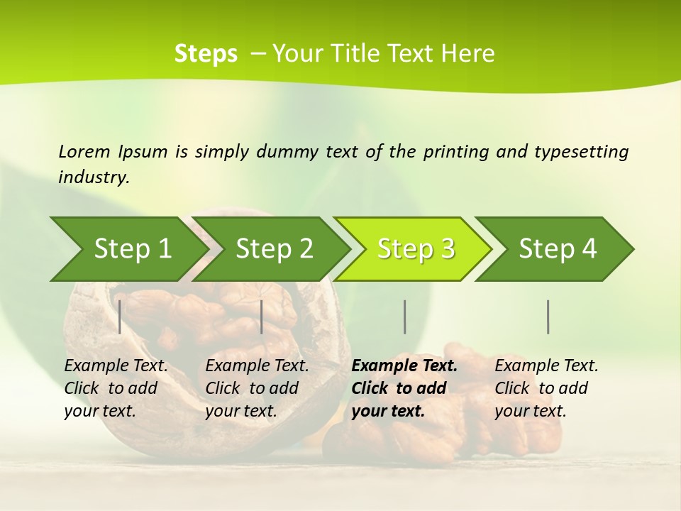 Walnuts And Leaves On A Table With A Green Background PowerPoint Template