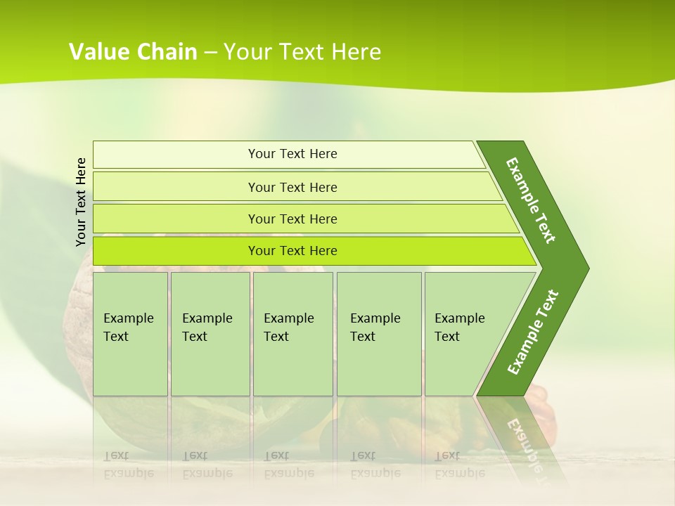Walnuts And Leaves On A Table With A Green Background PowerPoint Template