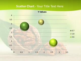 Walnuts And Leaves On A Table With A Green Background PowerPoint Template