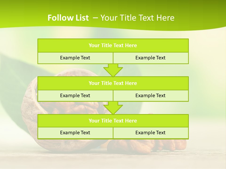 Walnuts And Leaves On A Table With A Green Background PowerPoint Template