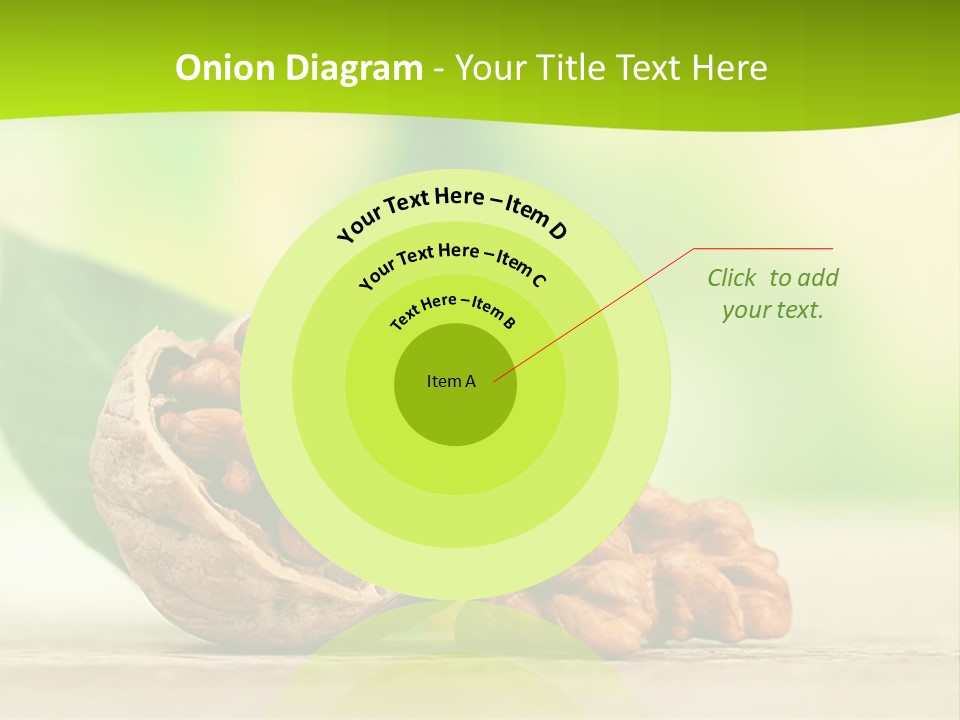 Walnuts And Leaves On A Table With A Green Background PowerPoint Template