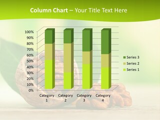 Walnuts And Leaves On A Table With A Green Background PowerPoint Template