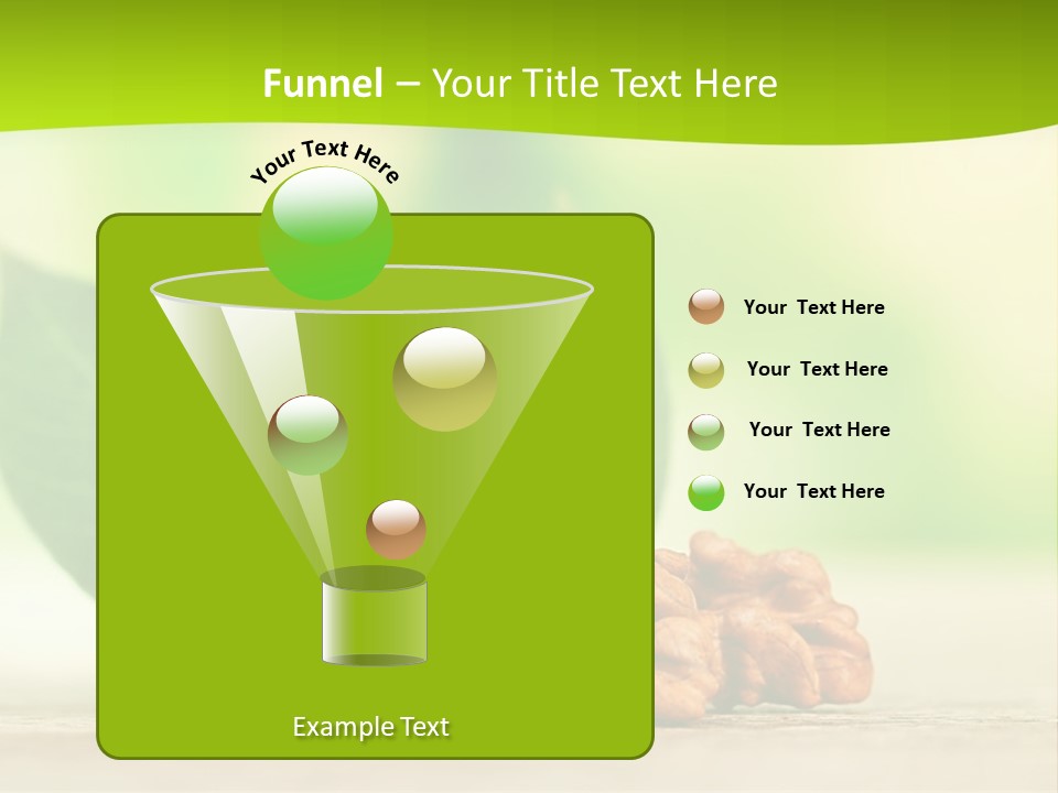 Walnuts And Leaves On A Table With A Green Background PowerPoint Template