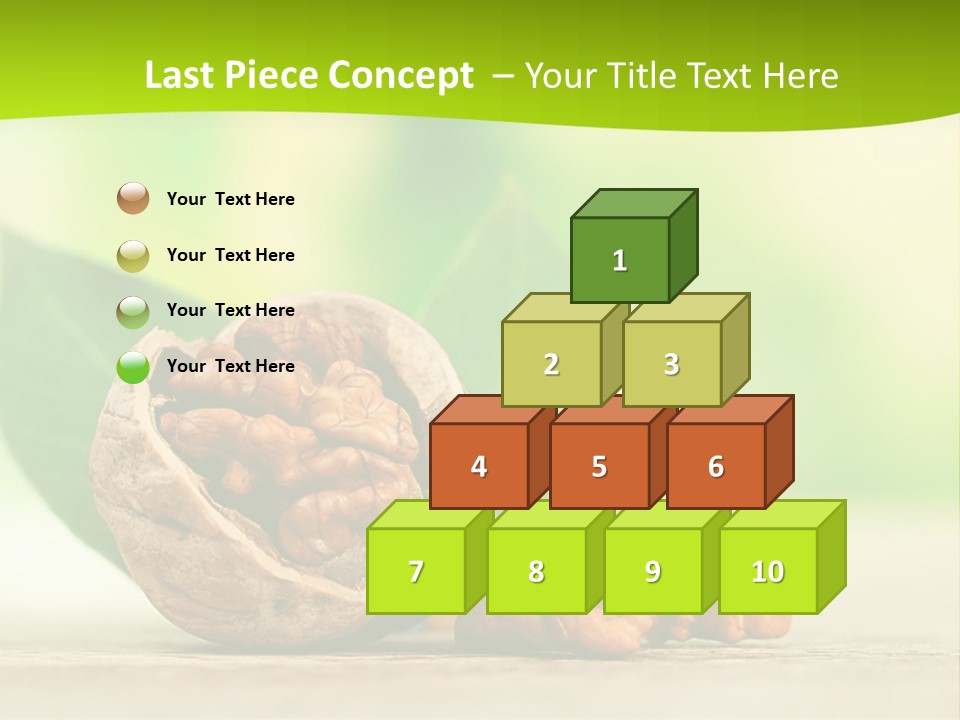 Walnuts And Leaves On A Table With A Green Background PowerPoint Template