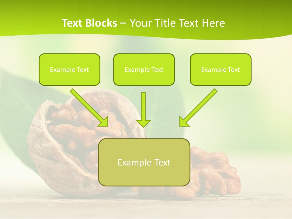 Walnuts And Leaves On A Table With A Green Background PowerPoint Template