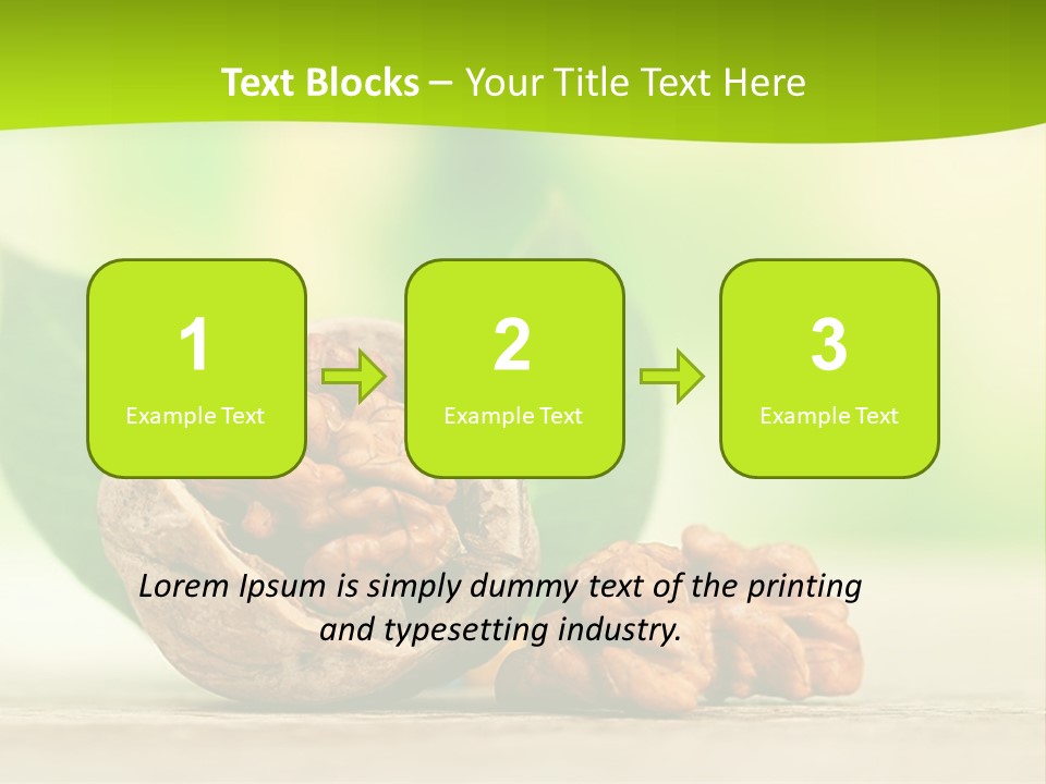Walnuts And Leaves On A Table With A Green Background PowerPoint Template