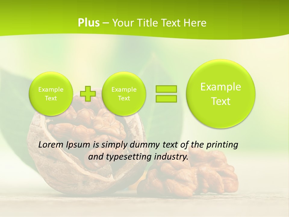Walnuts And Leaves On A Table With A Green Background PowerPoint Template