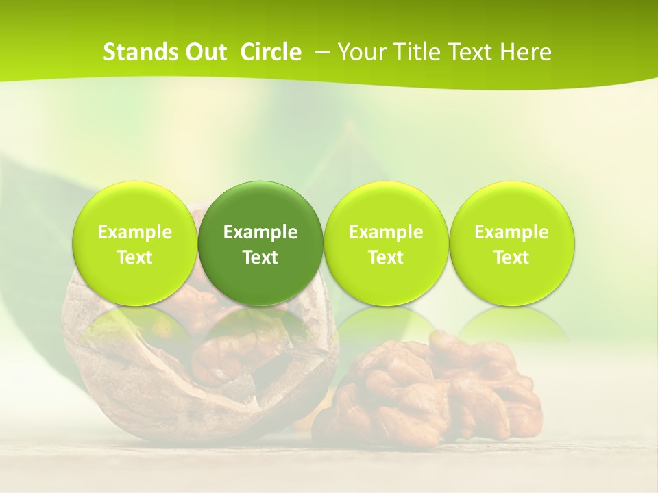 Walnuts And Leaves On A Table With A Green Background PowerPoint Template