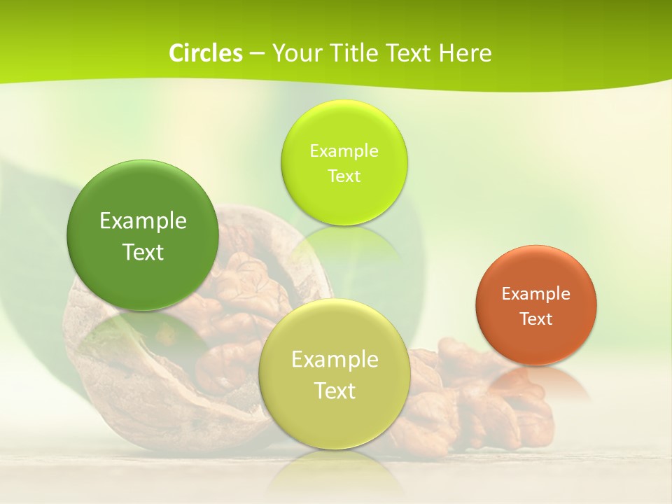 Walnuts And Leaves On A Table With A Green Background PowerPoint Template