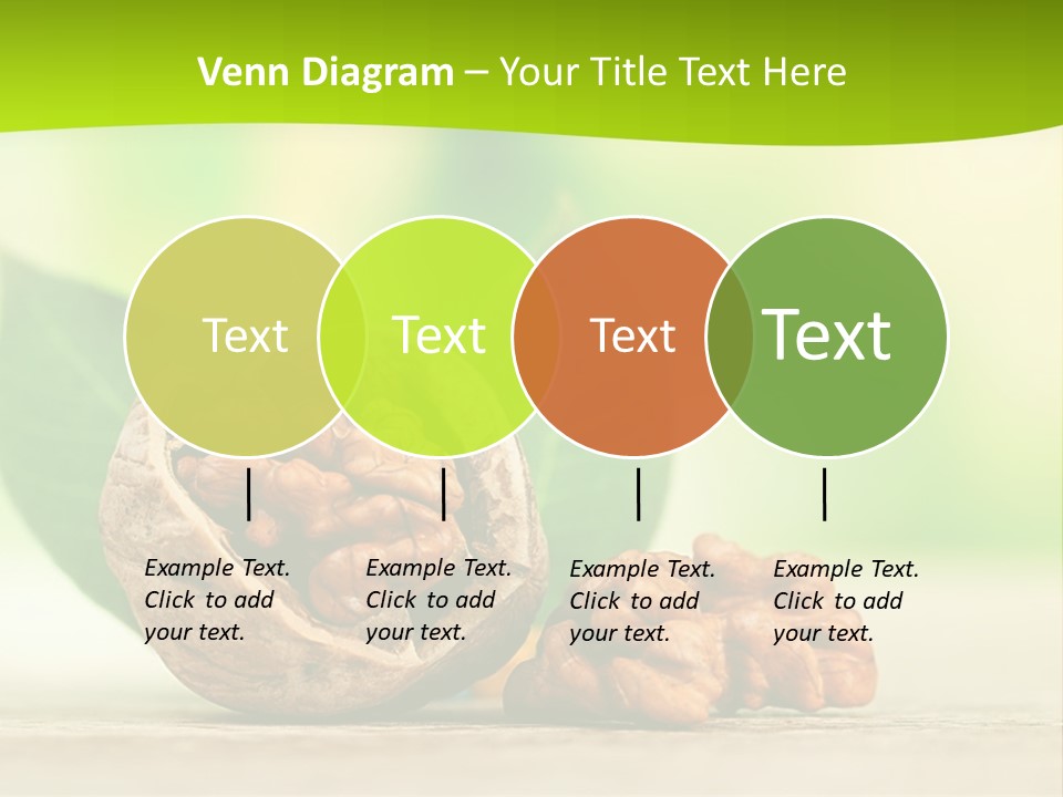 Walnuts And Leaves On A Table With A Green Background PowerPoint Template