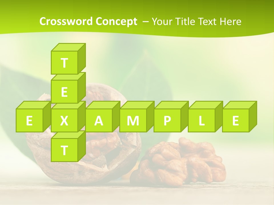 Walnuts And Leaves On A Table With A Green Background PowerPoint Template