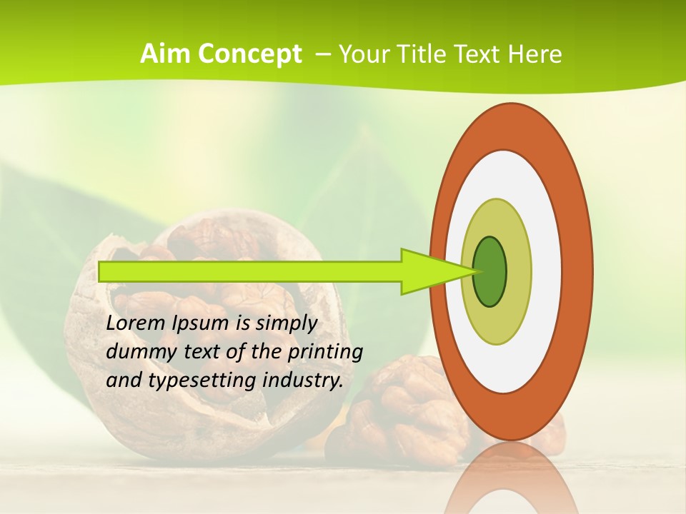 Walnuts And Leaves On A Table With A Green Background PowerPoint Template