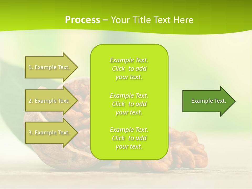 Walnuts And Leaves On A Table With A Green Background PowerPoint Template