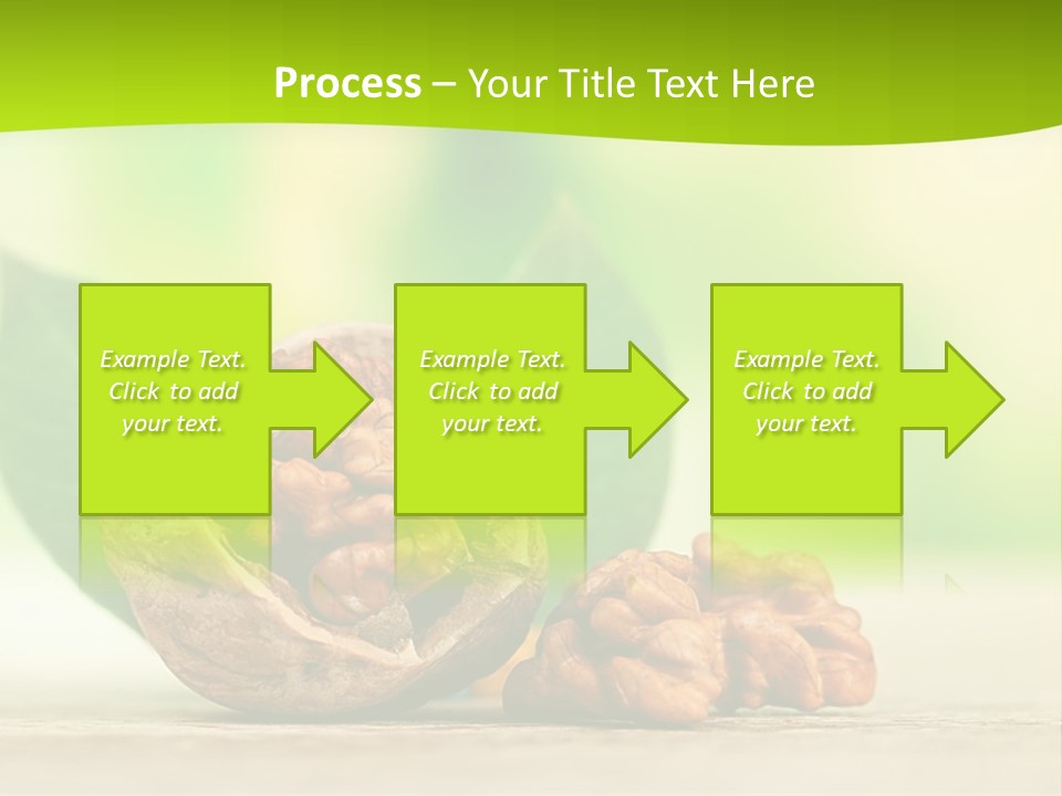 Walnuts And Leaves On A Table With A Green Background PowerPoint Template