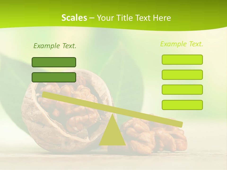 Walnuts And Leaves On A Table With A Green Background PowerPoint Template